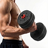 Гантелі KingSport бітумні регульовані для тренувань у домашніх умовах, силові вправи — 2 × 10 кг, фото 2