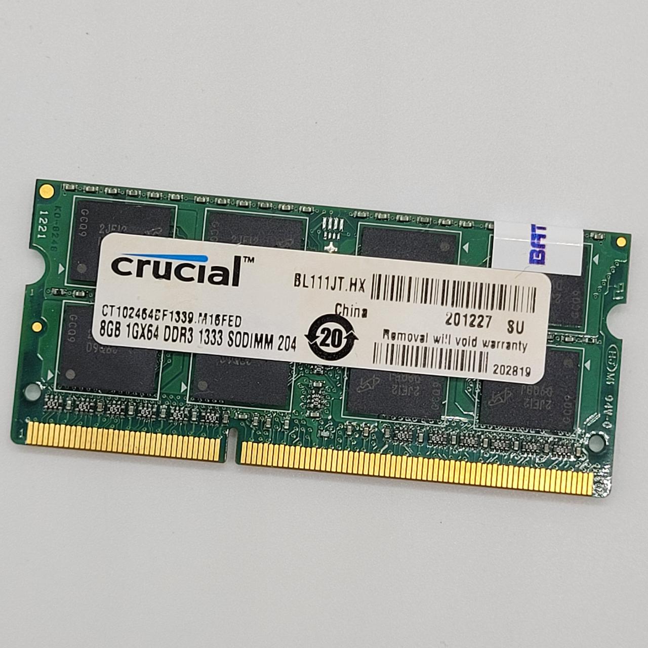 Оперативна пам'ять для ноутбука Crucial SODIMM DDR3 8Gb 1333MHz PC3-10600S CL9 (CT102464BF1339.M16FED) Б/В