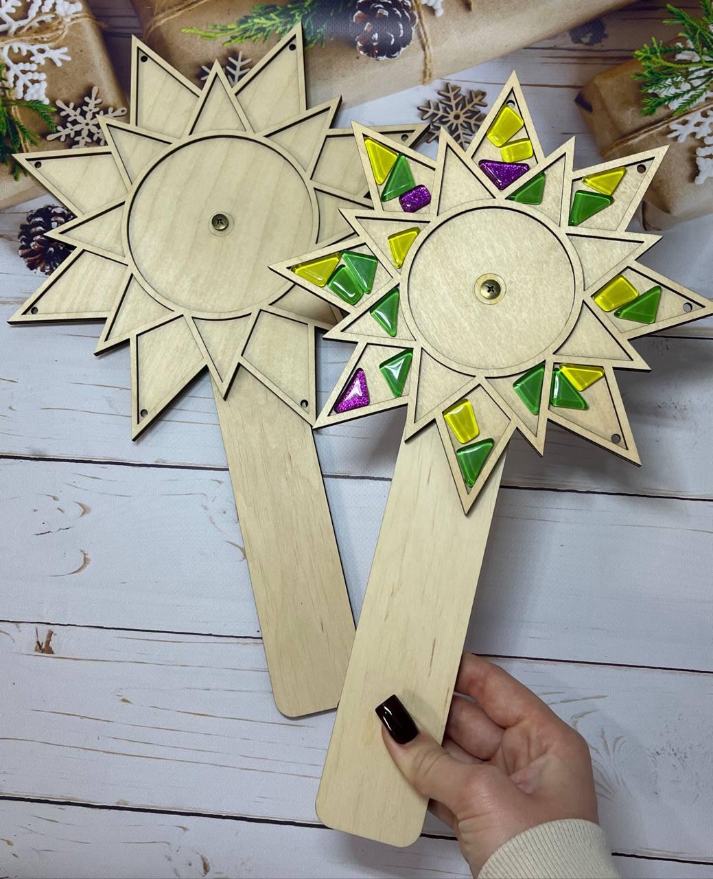 Заготовка під мозаїку "Різдвяна зірка" 20см, основа з бортиком для творчості, фото 1