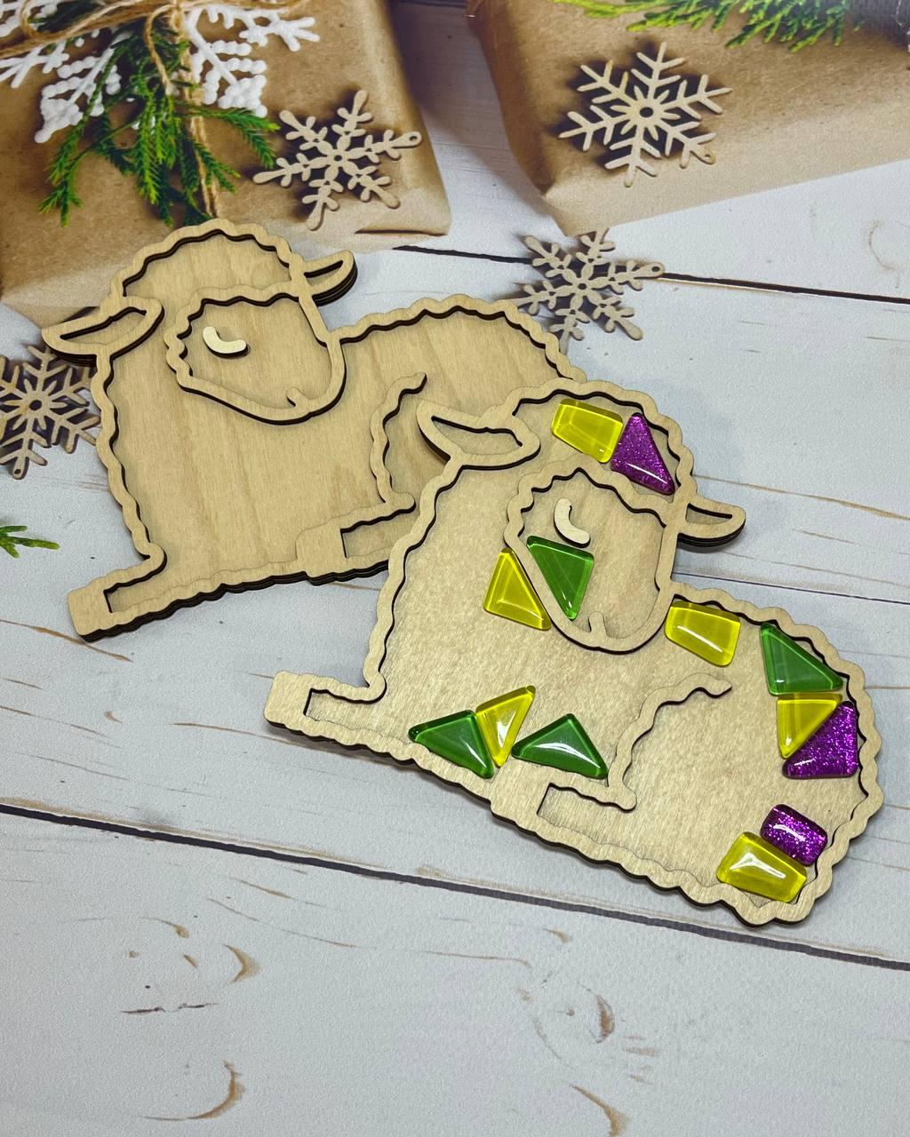 Заготовка під мозаїку "Ягня" 15*22м, основа з бортиком для творчості, фото 1