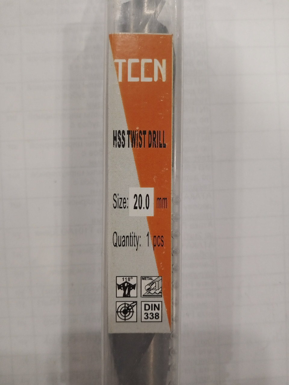 Свердло для металу TCCN HSS 20.0 мм з проточеним хвостовиком 10 мм