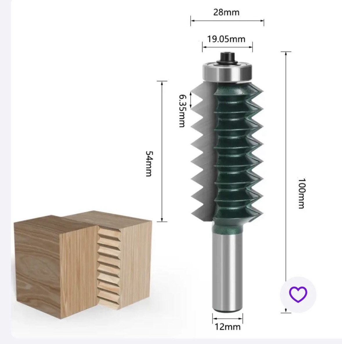 Фреза для зрощування деревини мікрошип 54×28×12 мм