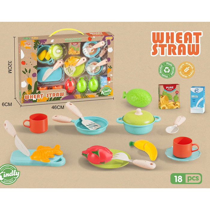 Посуд YY-191 (36шт) каструля, сковорідка, кухонний набір, чашки, тарілки, продукти на липучках, в кор-ці, 46-32-6см, фото 1