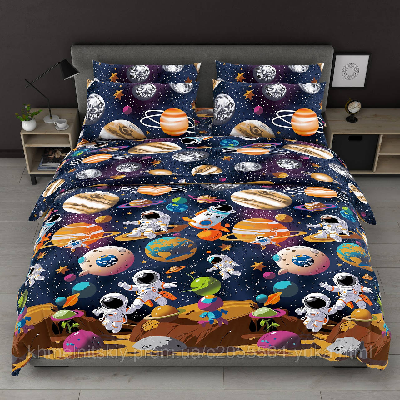 Дитяча постільна білизна полуторна бязь Космонавт, фото 1