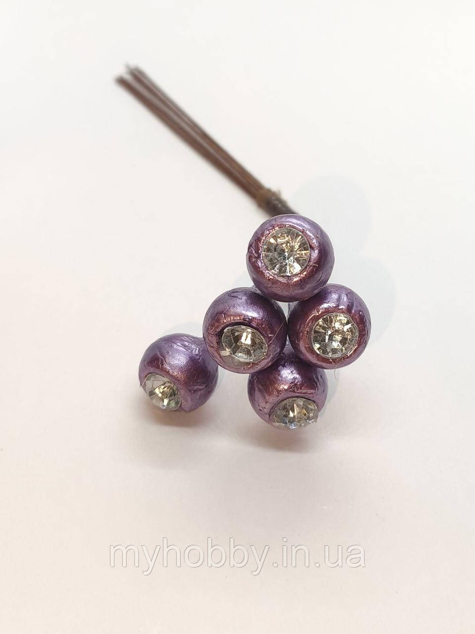 Ягоди з кристалами фіолетові 1,7см -5шт, фото 1