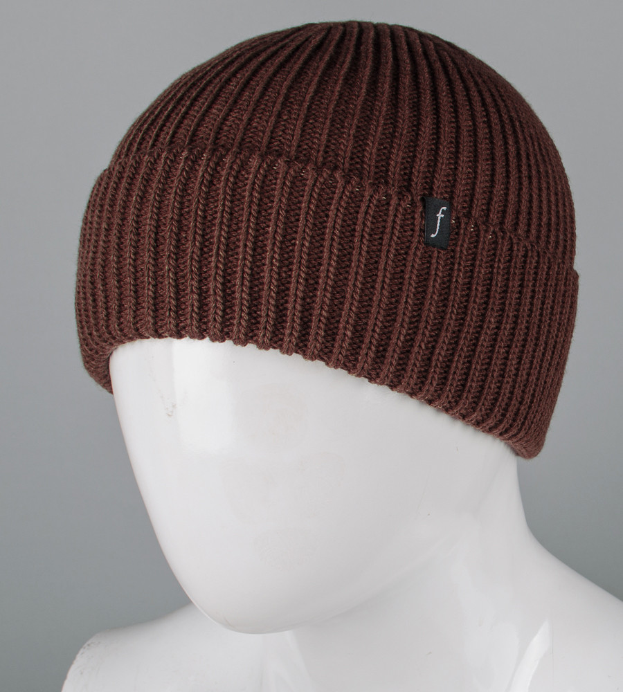 Безшовна шапка на флісі з відворотом (С2324), Коричневий, фото 1
