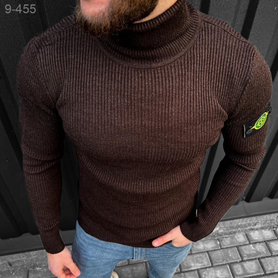 Чоловічий гольф Stone Island светр Стон Айленд коричневий чоловіча кофта, водолазка, фото 1