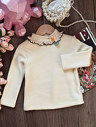 Гольф на дівчинку з квіткою на флісі Молочний A211, 59, Mmyan, Молочний, Для дівчаток, Зима, 80