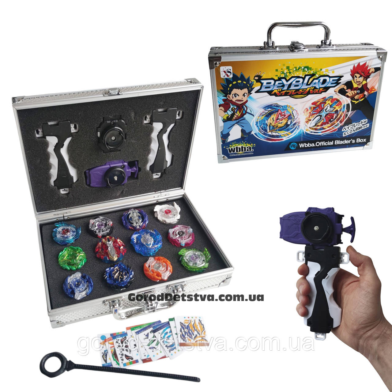 Ігровий набір бейблейд Beyblade Burst у кейсі — 12 блейдів, 2 запуска та 2 ручки, фото 1
