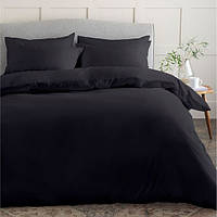 Постельное белье Черный Ранфорс MERISET - Семейный на резинке