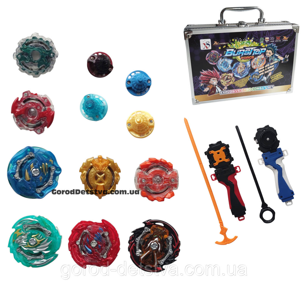 Ігровий набір Beyblade Burst у чемодані — 8 вовчків + 2 пускові пристрої та ручки, фото 1