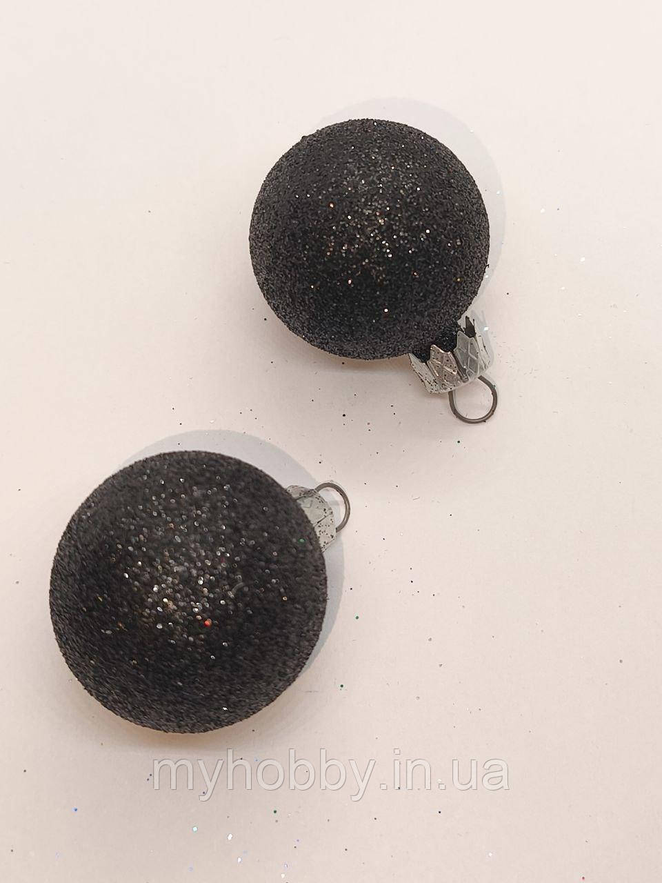 Кульки блискучі чорні 4см -2шт, фото 1