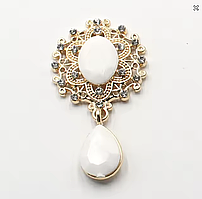 Камінь з підвісом в ажурній золотій оправі білий 2,6*4,6 см