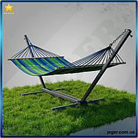 JG Стійка для гамака Pro Line WCG з гамаком RIO зелений двомісний XXL 200х150 для відпочинку та розслаблень Prime/X