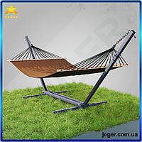 JG Стійка для гамака Pro Line WCG з гамаком WISH коричневий двомісний XXL 200х150 для відпочинку та релак Prime/X