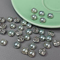 6 мм - Напівбусини в оправі, пришивні - 10г блакитний