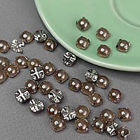 6 мм - Напівбусини в оправі, пришивні - 10г капучіно