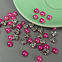 6 мм - Напівбусини в оправі, пришивні - 10г малиновий