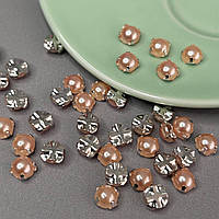 6 мм - Напівбусини в оправі, пришивні - 10г персик