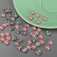 6 мм - Напівбусини в оправі, пришивні - 10г рожевий