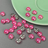 7 мм - Напівбусини в оправі, пришивні - 10г малиновий