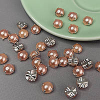 7 мм - Напівбусини в оправі, пришивні - 10г персик