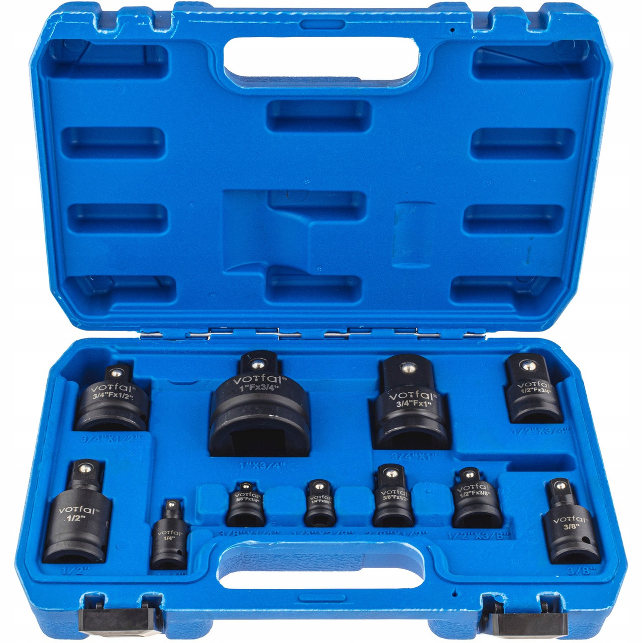 Комплект адаптерів та карданів ударних 1/2 3/8 1/4 3/4 1' сталь CR-MO (11 елементів) VF08042