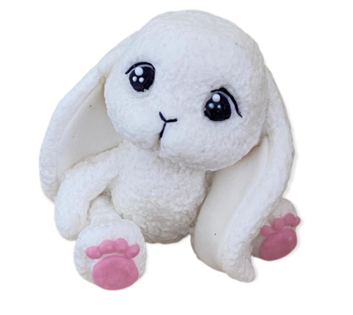 Кондитерська цукрова прикраса "Зайченя з рожевими лапками", фото 1