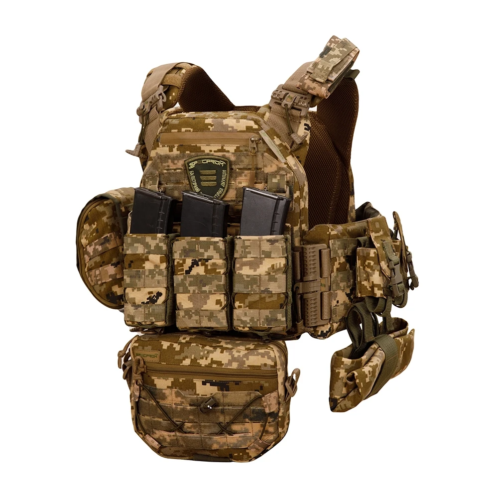 Плитоноска Warmor gen.3 Pro Max XL Піксель ММ14. Система швидкого скидання. 7 підсумок. (Великого розміру), фото 1