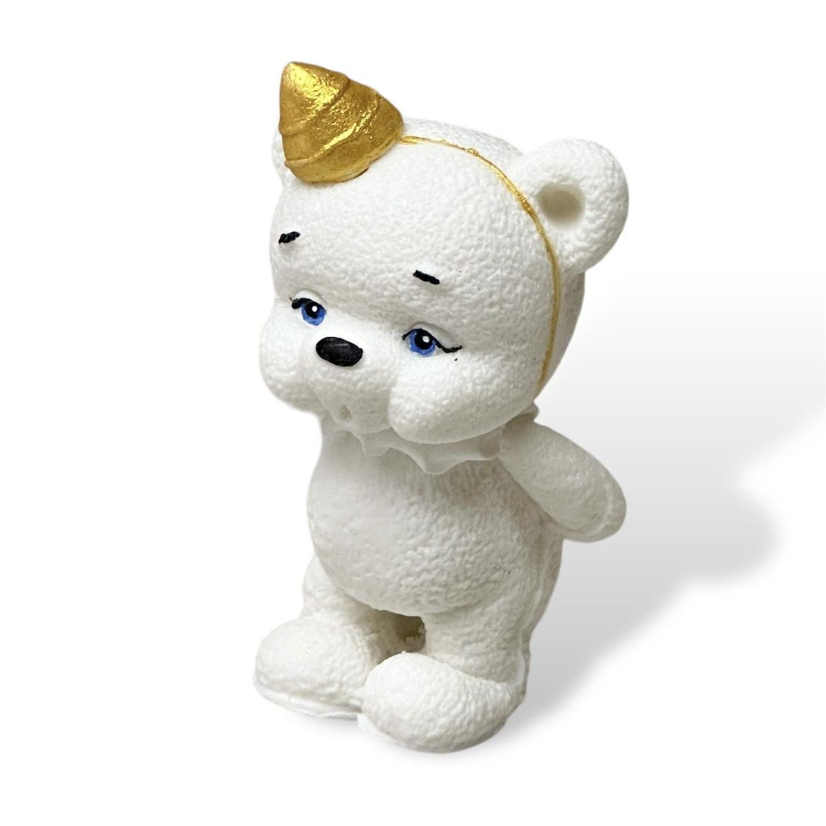 Кондитерська цукрова прикраса "Ведмедик білий з комірцем", фото 1