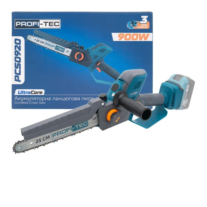 Потужна акумуляторна ланцюгова пила PROFI-TEC PCS0920 UltraCore : без АКБ, шина 25см (007627)