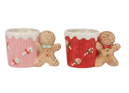 Набір кухоль Імбирний пряник керамічний 2 шт. 400 мл Червоний Рожевий, фото 1