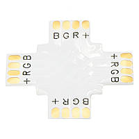 З'єднувач X для LED стрічки Lemanso 10мм 4pin без зажимів / LMA9434