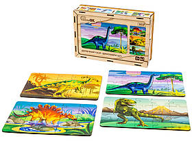 Дерев'яний пазл 4 в 1 Динозаври від PuzzleOk (109-723)