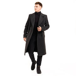 Чоловіче пальто Pobedov Greyford. Пальто демісезонне сіре для чоловіків із вовни 2XL