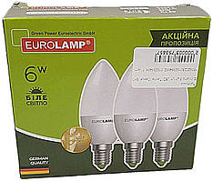 Б/У Eurolamp 3 шт./пач. LED Лампа "Свеча" ЕКО 6W E14 4000K