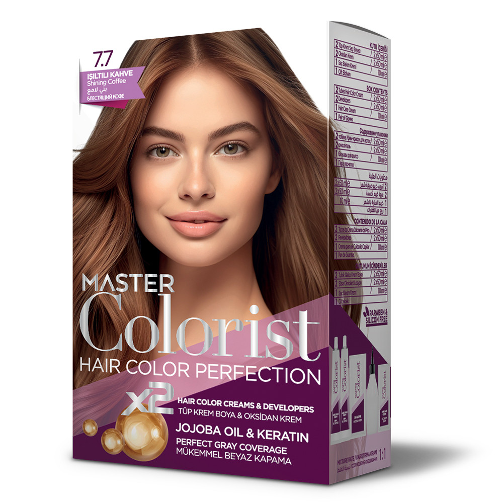 Фарба для волосся Master Colorist 7.7 Світла кава, 2x50 мл+2x50 мл+10 мл, фото 1