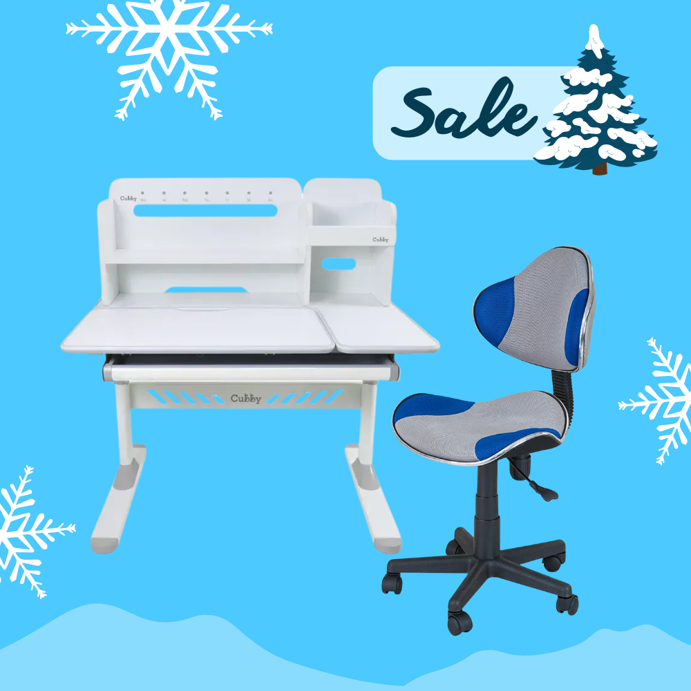 Комплект зростаючий для школярів парта Cubby Nerine Grey + стілець для школяра FunDesk LST3 Blue-Grey