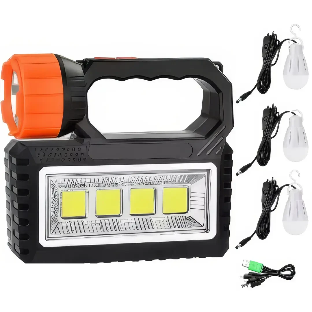 Ручний світлодіодний ліхтар PowerBank + Solar OK-718S-B з 3 лампами