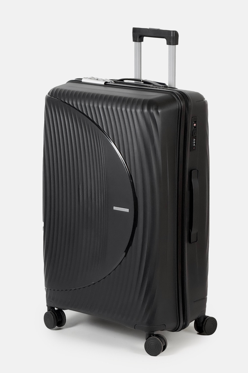 Велика пластикова валіза Tourist 608-1-BL чорна, фото 1