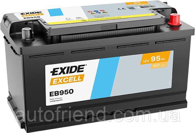 Акумулятор EXIDE EXCELL 95Ah Єв (-/+) (800EN) (д353*ш175*в190) EB950, фото 1