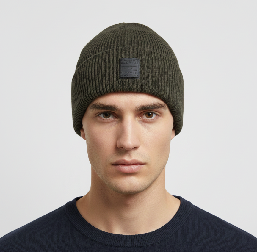 Чоловіча зимова в’язана шапка хакі, фото 1