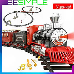 УЦІНКА! Не працює акумулятор Дитяча залізна дорога на акумуляторі, локомотив, 5 вагонів, 210х100см