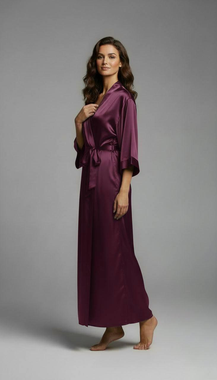 Довгий шовковий халат