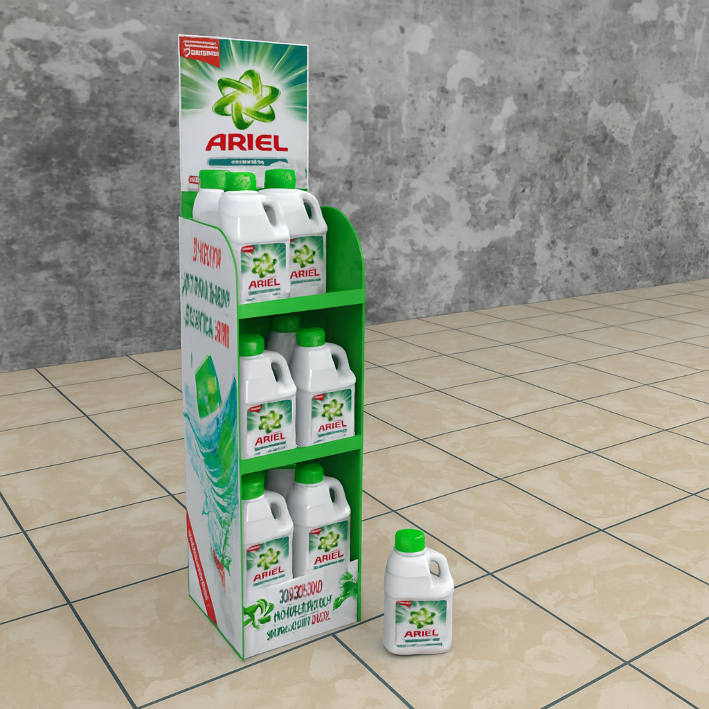 Підлогова POS-стійка для побутової хімії Ariel, 4 яруси, під замовлення оптом, фото 1