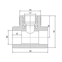 Трійник PPR Blue Ocean 20х1/2"х20 ВР, фото 2