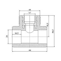 Трійник PPR Blue Ocean 25х3/4"х25 ВР, фото 2