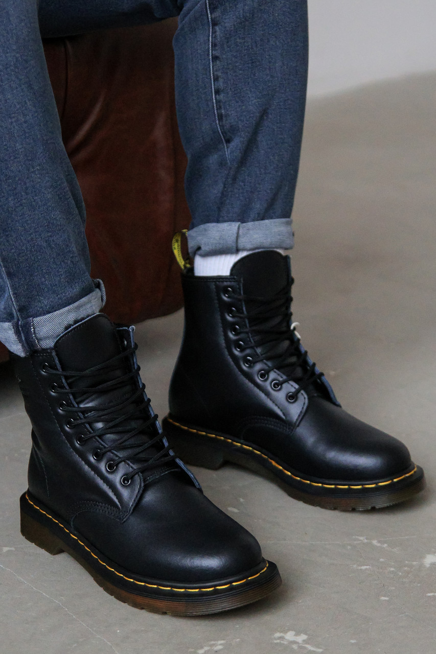 Чоловічі черевики чорні зимові Dr. Martens Black Fur (09503), фото 1