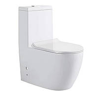 Унітаз-моноблок Ermin BY 66x37x80 см безобідковий білий з сидінням