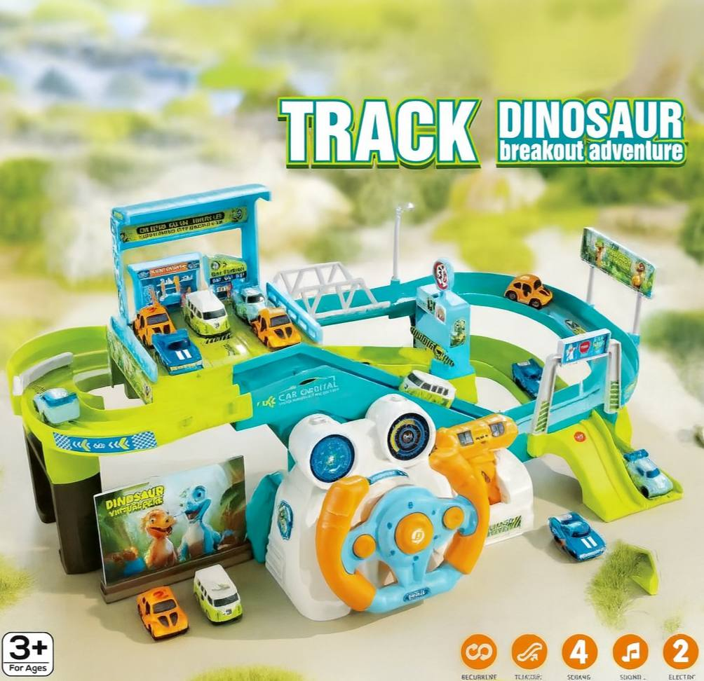 Дитячий двоповерховий ігровий паркінг T917A з кермом, фото 1